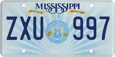 MS license plate ZXU997