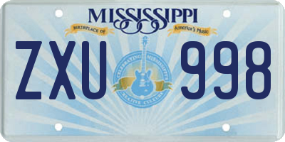 MS license plate ZXU998