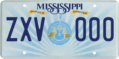 MS license plate ZXV000