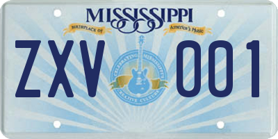 MS license plate ZXV001