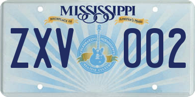 MS license plate ZXV002