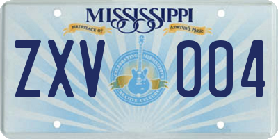 MS license plate ZXV004