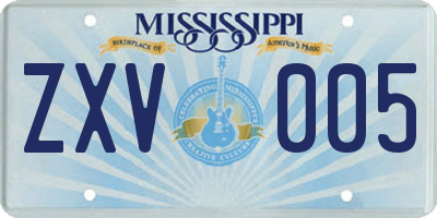 MS license plate ZXV005