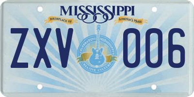 MS license plate ZXV006