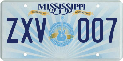 MS license plate ZXV007