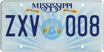 MS license plate ZXV008