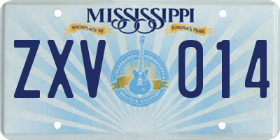 MS license plate ZXV014