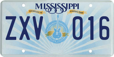 MS license plate ZXV016