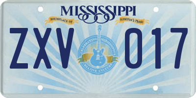 MS license plate ZXV017