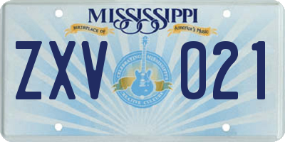 MS license plate ZXV021