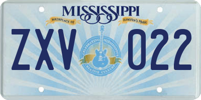 MS license plate ZXV022