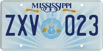 MS license plate ZXV023