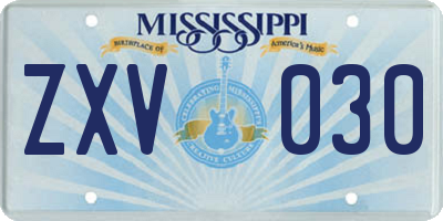 MS license plate ZXV030