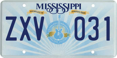 MS license plate ZXV031