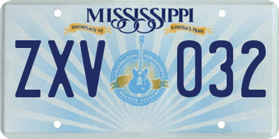MS license plate ZXV032