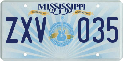 MS license plate ZXV035
