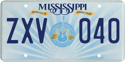 MS license plate ZXV040