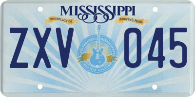 MS license plate ZXV045