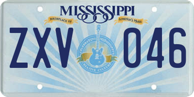 MS license plate ZXV046