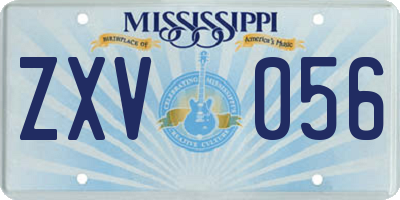 MS license plate ZXV056