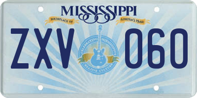 MS license plate ZXV060