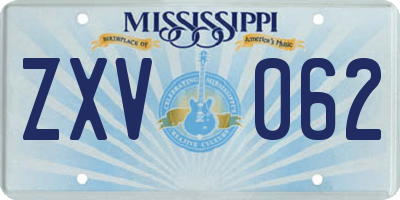 MS license plate ZXV062