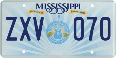 MS license plate ZXV070