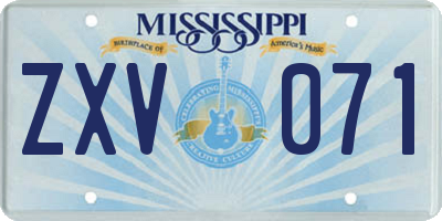 MS license plate ZXV071
