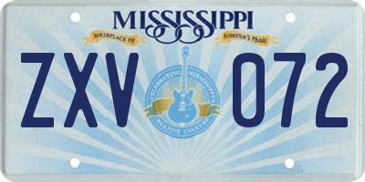 MS license plate ZXV072