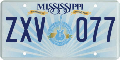 MS license plate ZXV077