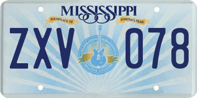 MS license plate ZXV078