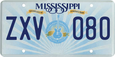 MS license plate ZXV080