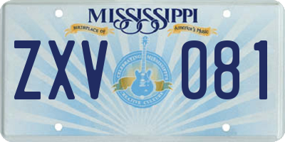 MS license plate ZXV081