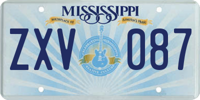 MS license plate ZXV087