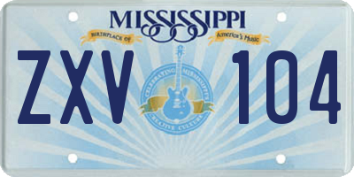 MS license plate ZXV104