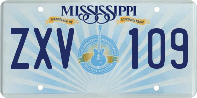 MS license plate ZXV109