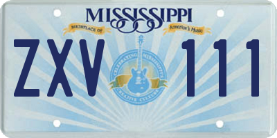 MS license plate ZXV111