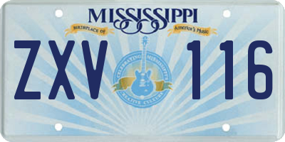 MS license plate ZXV116