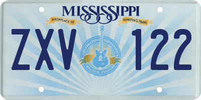 MS license plate ZXV122