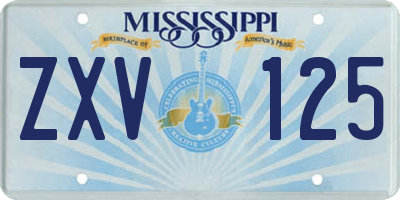 MS license plate ZXV125