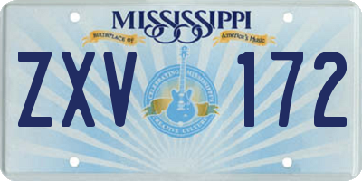MS license plate ZXV172