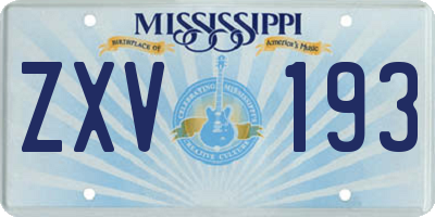 MS license plate ZXV193
