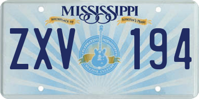 MS license plate ZXV194