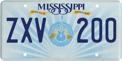 MS license plate ZXV200