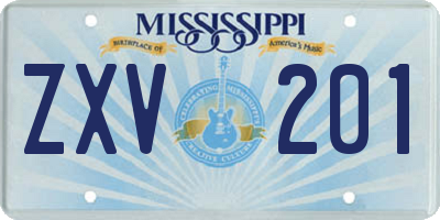 MS license plate ZXV201