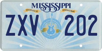 MS license plate ZXV202