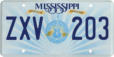 MS license plate ZXV203