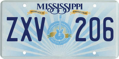 MS license plate ZXV206