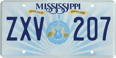 MS license plate ZXV207