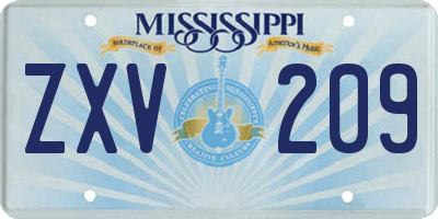 MS license plate ZXV209